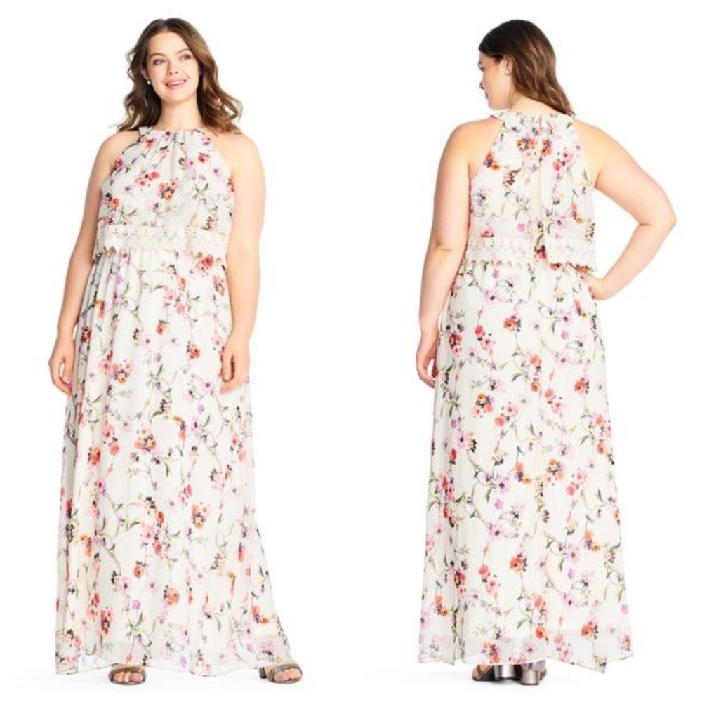 ADRIANNA PAPELL HALTER MAXI DRESS 🆕